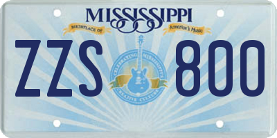 MS license plate ZZS800