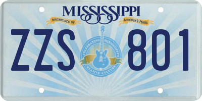 MS license plate ZZS801