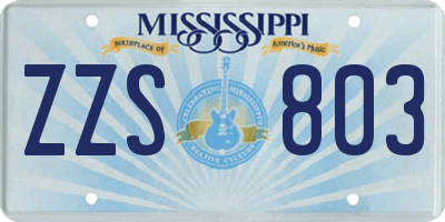 MS license plate ZZS803