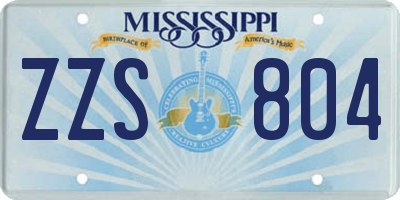 MS license plate ZZS804