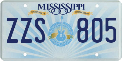 MS license plate ZZS805