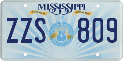 MS license plate ZZS809