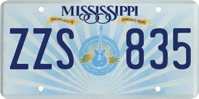 MS license plate ZZS835