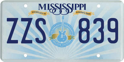 MS license plate ZZS839