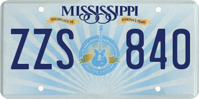 MS license plate ZZS840