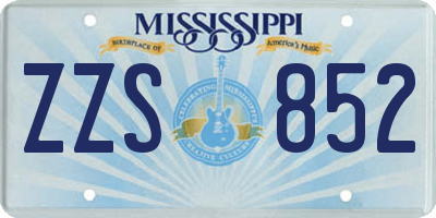 MS license plate ZZS852