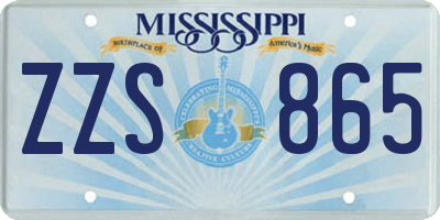 MS license plate ZZS865