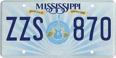 MS license plate ZZS870