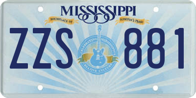 MS license plate ZZS881