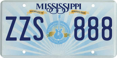 MS license plate ZZS888