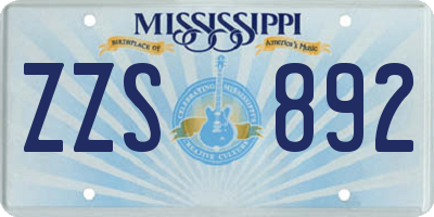 MS license plate ZZS892