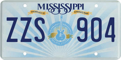 MS license plate ZZS904