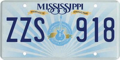 MS license plate ZZS918