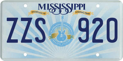 MS license plate ZZS920