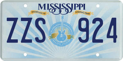 MS license plate ZZS924