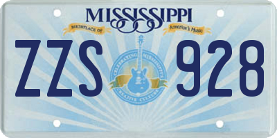 MS license plate ZZS928