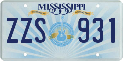 MS license plate ZZS931