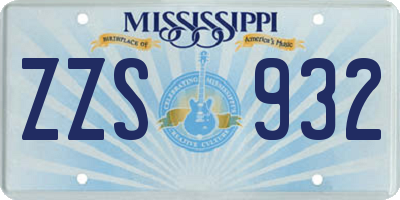 MS license plate ZZS932