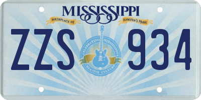 MS license plate ZZS934