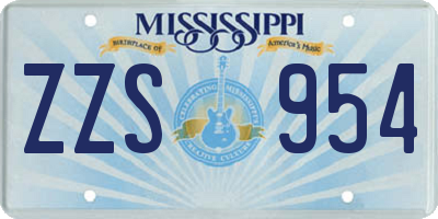 MS license plate ZZS954