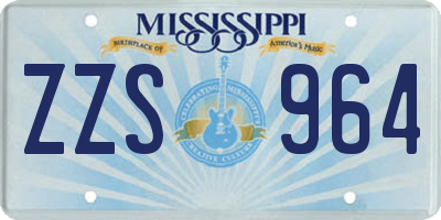 MS license plate ZZS964