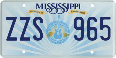 MS license plate ZZS965