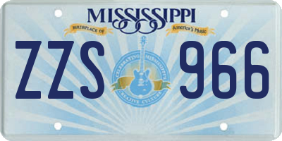 MS license plate ZZS966