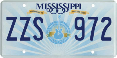 MS license plate ZZS972