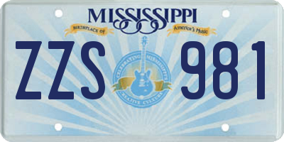 MS license plate ZZS981