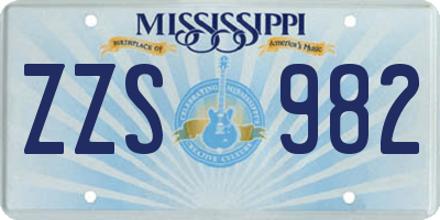 MS license plate ZZS982