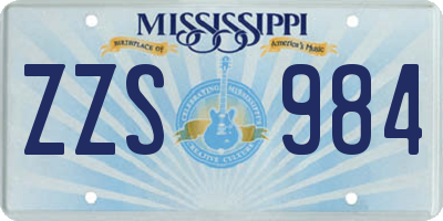 MS license plate ZZS984