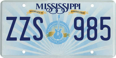 MS license plate ZZS985