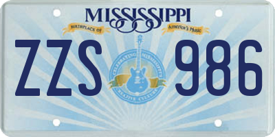 MS license plate ZZS986