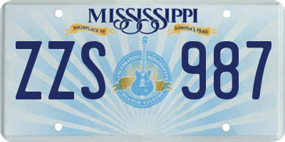 MS license plate ZZS987