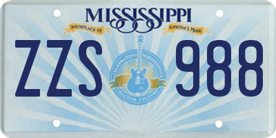 MS license plate ZZS988
