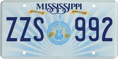 MS license plate ZZS992