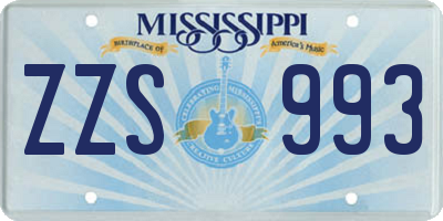 MS license plate ZZS993