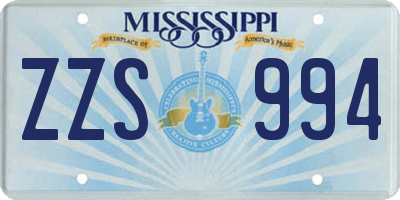 MS license plate ZZS994