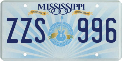 MS license plate ZZS996