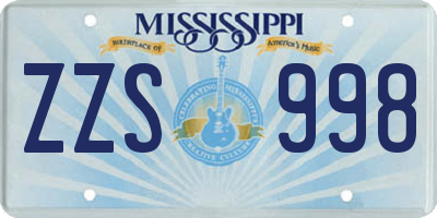 MS license plate ZZS998