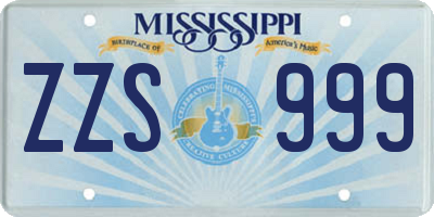 MS license plate ZZS999