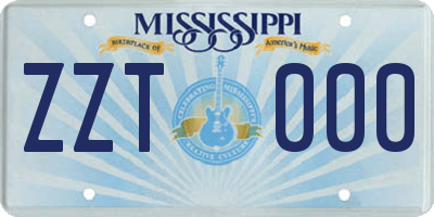 MS license plate ZZT000