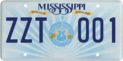 MS license plate ZZT001