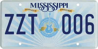 MS license plate ZZT006