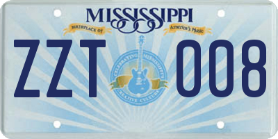 MS license plate ZZT008