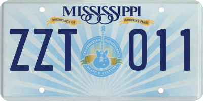 MS license plate ZZT011