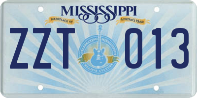 MS license plate ZZT013