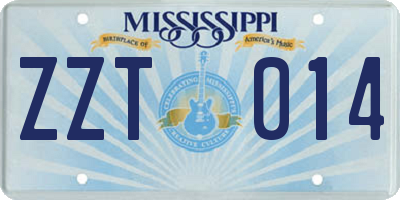 MS license plate ZZT014