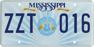 MS license plate ZZT016
