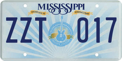 MS license plate ZZT017